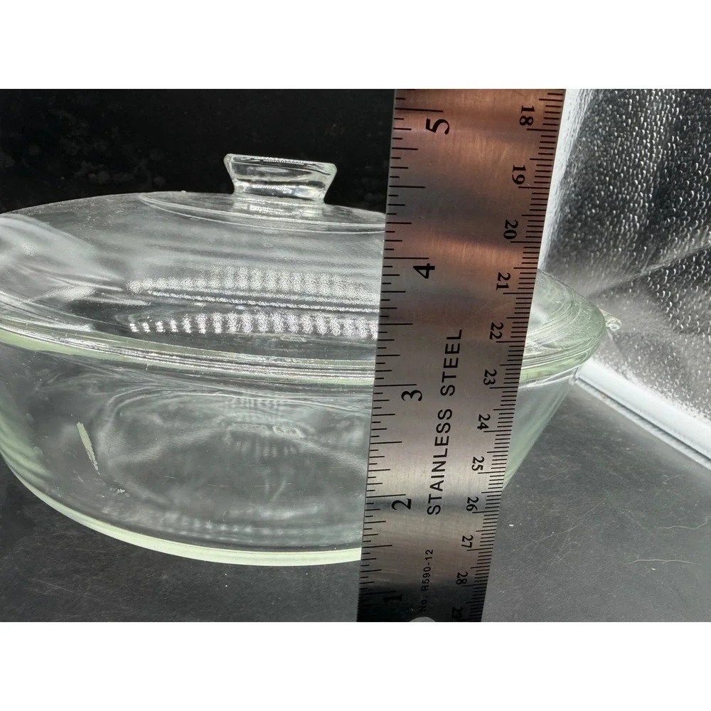 Anchor Hocking Clear Glass Round Casserole Dish with Lid 2 Quart USA Made